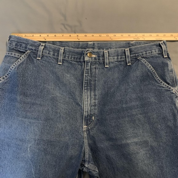 Carhartt Jeans Mens 44x32 Blue B13 DST Original Dungaree Fit Work Denim - Picture 3 of 10